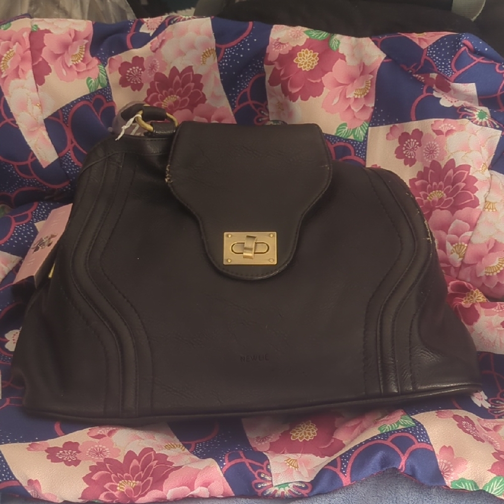 Nine West Black Baby Bag with Gold Accents